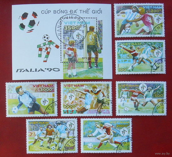 Вьетнам. Футбол. ( Блок и 7 марок ) 1990 года. 8-14.