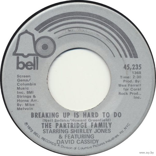 The Partridge Family, Breaking Up Is Hard To Do, SINGLE 1972
