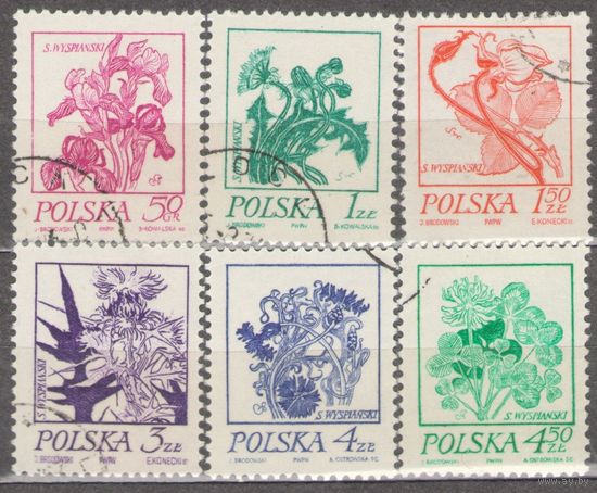 Польша 1974 год, стандарт флора, цветы в рисунках,