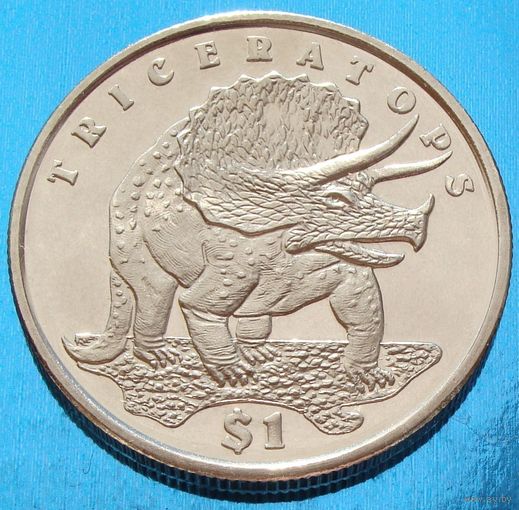 Сьерра-Леоне. 1 доллар 2006 год  KM#310  "Динозавры - Трицератопс"