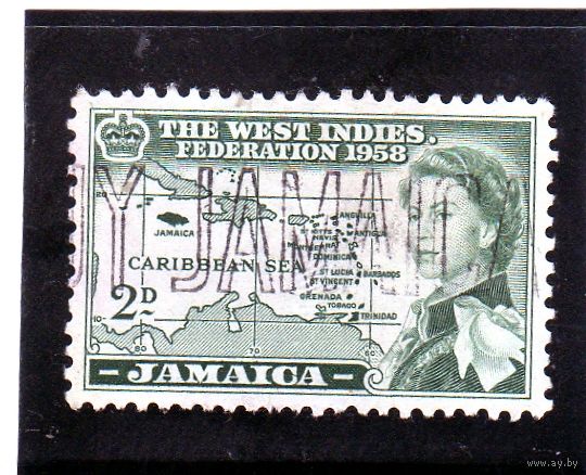 Ямайка. Ми-177.Карта Карибского моря. Серия: Вест-Индийская федерация.1958.