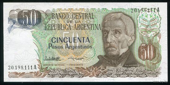 Аргентина 50 песо аргентино 1983-85 гг. P314(2). Серия A. UNC