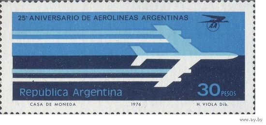 Аргентина 1976 год 25-летия "Авиакомпания aerolineas argentinas в" Самолет Авиация **