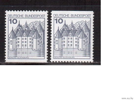 Германия(ФРГ)-1977,(Мих.913), **, 2 зубцовки, Стандарт, Города, Замки, Архитектура