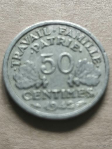 РАСПРОДАЖА - 50 сантимов 1942г. Франция
