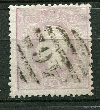 Португалия (Королевство) - 1870 - Король Луиш I - 100R - [Mi.41xB] - 1 марка. Гашеная.  (Лот 90S)