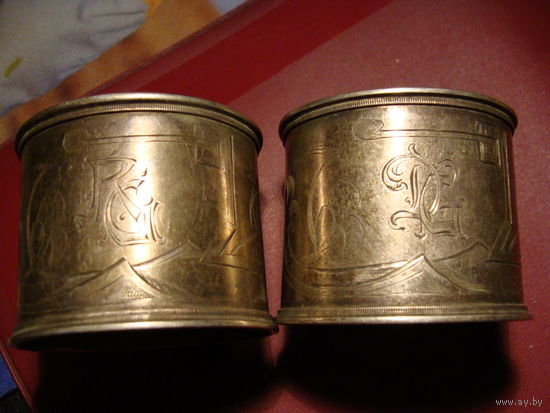 Прекрасная пара серебряных колец для салфеток.  Серебро. Модерн 19 век 61,гр 84 пр