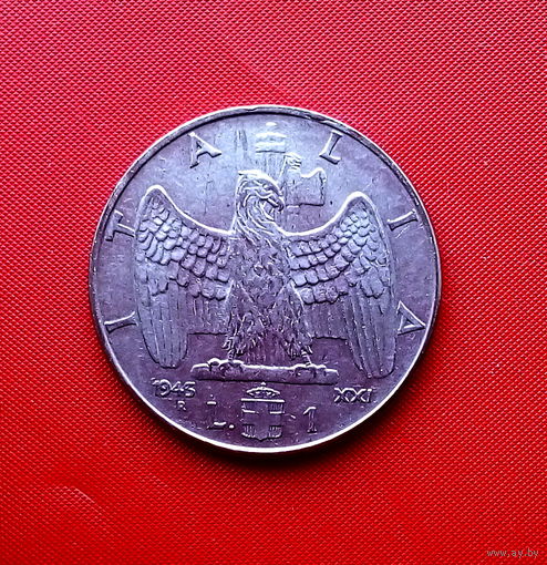 80-21 Италия, 1 лира 1943 г. РЕДКОСТЬ  Единственное предложение монеты данного года на АУ