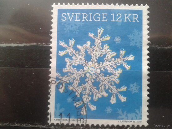 Швеция 2010 Снежинка, марка из м/листа (зубцовка с 4-х сторон) Михель-2,7 евро гаш