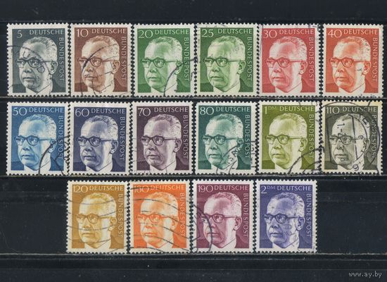 Германия ФРГ 1970-2 Бундеспрезидент Густав Хайнеманн Стандарт #635-42,644-5,689-92,727,732