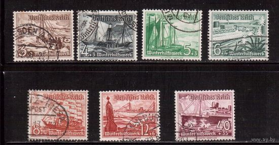 Германия-1937,(Мих.651-659)   гаш., 7 марок, Корабли