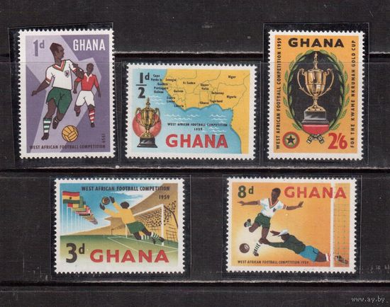 Гана-1959,(Мих.63-67)  ** , Спорт,   Футбол, Карта