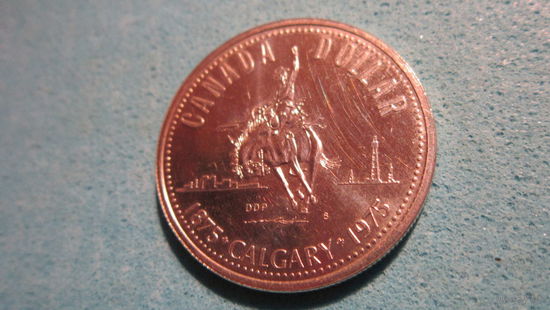 Монета Канада 1 доллар серебро 1975 год. Родео всадник.