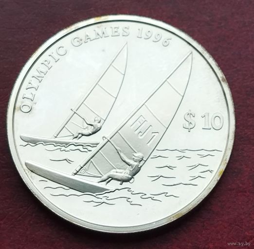Серебро 0.925! Фиджи 10 долларов, 1995 XXVI летние Олимпийские Игры, Атланта 1996