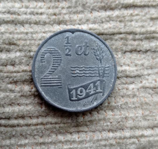 Werty71 Нидерланды 2 1/2 цента 1941 2,5 Редкая