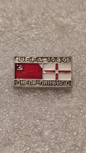 Знак значек Матч Днепр-Линфелд UEFA 1989,200 лотов с 1 рубля,5 дней!