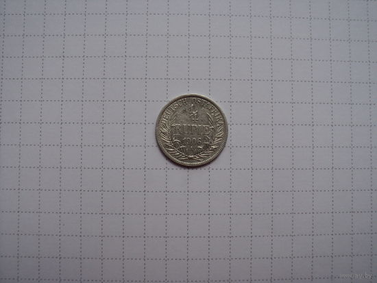 Германская Восточная Африка 1/4 рупии 1906 A, серебро