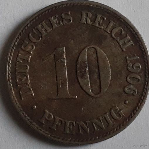 Германия 10 пфеннигов, 1906 D