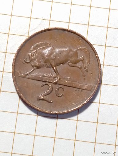 Южная Африка 2 цента 1965 года .