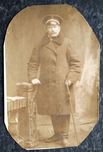 Фото мужчины с тростью. До 1917 г. 9х13 см.