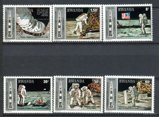 Руанда - 1980г. - 10-летие высадки на Луну Аполона 11 - полная серия, MNH [Mi 1027-1032] - 6 марок