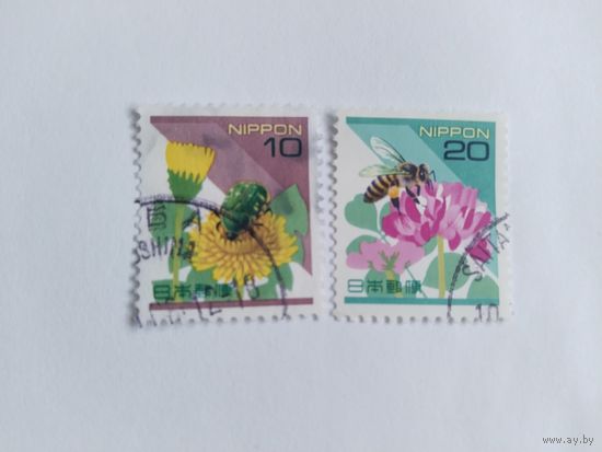 Япония 1997 2м   цветы--пчелы
