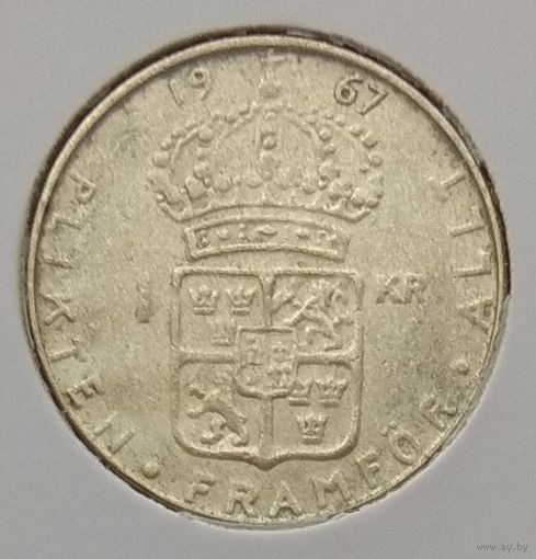 Швеция 1 крона 1967 г. В холдере