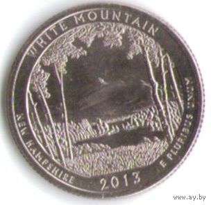 25 центов 2013 г. Парк=16 Национальный лес Белая гора Нью-Гэмпшир Двор Р _UNC
