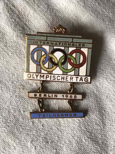 Знак участнику международного олимпийского дня Берлин 1968 / internationaler olympischer tag Berlin 1968 teilnehmer