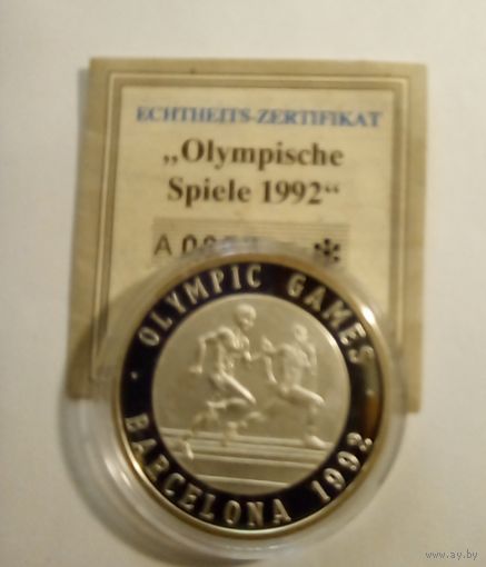 Медаль. ОИ Барселона 1992 Легкая атлетика Германия Серебро 999 Пруф 20гр.