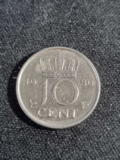 Нидерланды 10 центов 1980