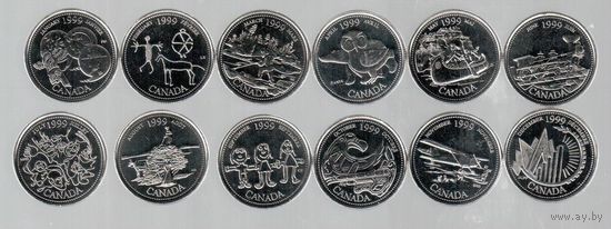 Канада 25 центов 1999 Миллениум 12 месяцев UNC набор календарь