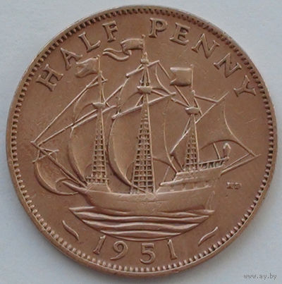 Великобритания пол пенни. 1951