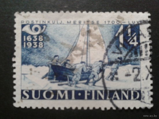 Финляндия 1938 парусник на льду, 300 лет финской почте