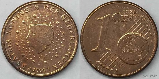 1 евроцент Нидерланды 2000г