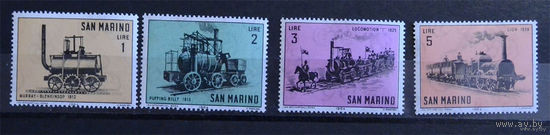 Сан-Марино - 1964г, Железные дороги Паровозы. - 4 марки