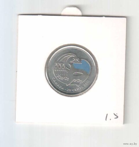 Канада 25 центов, 2011 Природа Канады -Косатка Цветное покрытие   Х1