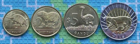 Набор монет Уругвай 1, 2, 5, 10 песо. UNC.