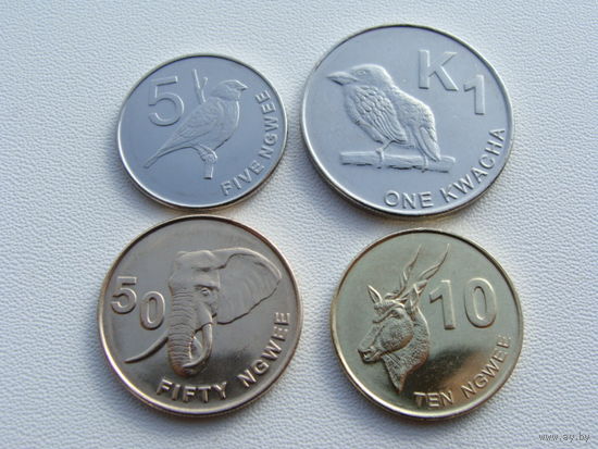 Замбия. набор 4 монеты 5, 10, 50 нгве, 1 квача 2012 год
