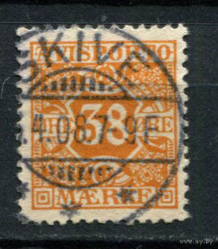 Дания - 1907 - Расчетная газетная марка 38Ore. Verrechnungsmarken - [Mi.6V x] - 1 марка. Гашеная.  (Лот 31BE)