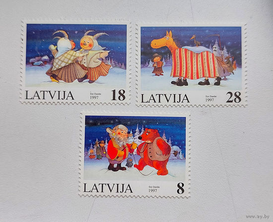 Латвия 1997. Новый год. Рождество (3 марки из серии)