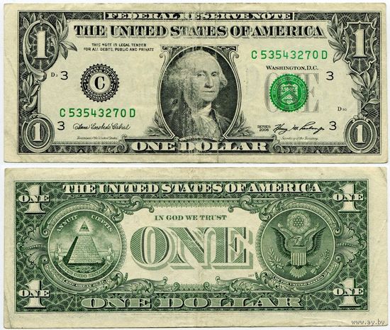 США. 1 доллар (образца 2006 года, C, Пенсильвания, P523)