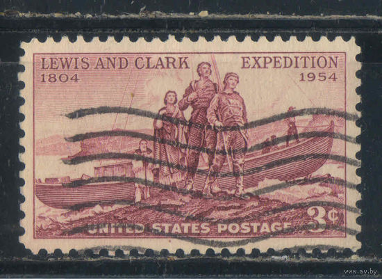 США 1954 150 летие экспедиции Льюиса и Кларка - первая сухопутная экспедиция через территорию США.Высадка экспедиции на берегу Миссури  #679