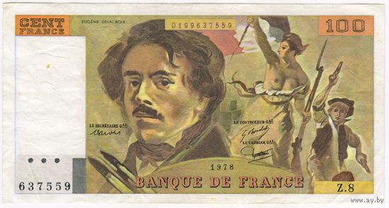 Франция 100 франков 1978.  серия Z8 637559