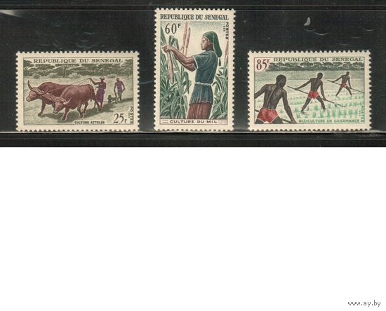 Сенегал-1965 (Мих.307-309) * (след от накл.)  , Сельское хозяйство, Фауна (полная серия)