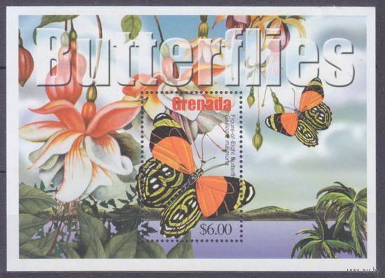 2002 Гренада 5077/B685 Бабочки 6,00 евро
