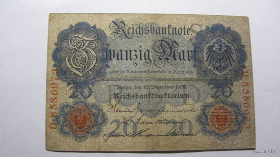 Германия Ro37. 20 марок 1909 г. ( Редкость )
