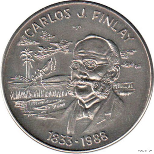 Куба 1 песо, 1988 155 лет со дня рождения Карлоса Финлея UNC