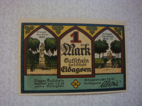 Германия 1 марка нотгельд 1921 г.