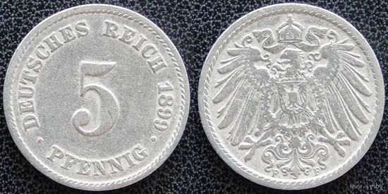 YS: Германия, Рейх, 5 пфеннигов 1899F, KM# 11 (2)